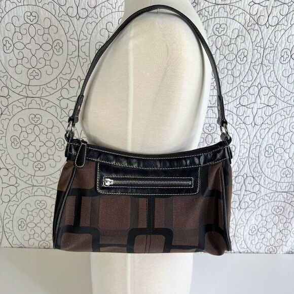 Nine West Brown Geometric Jacquard Small Shoulder Bag‎ - Picture 2 of 11